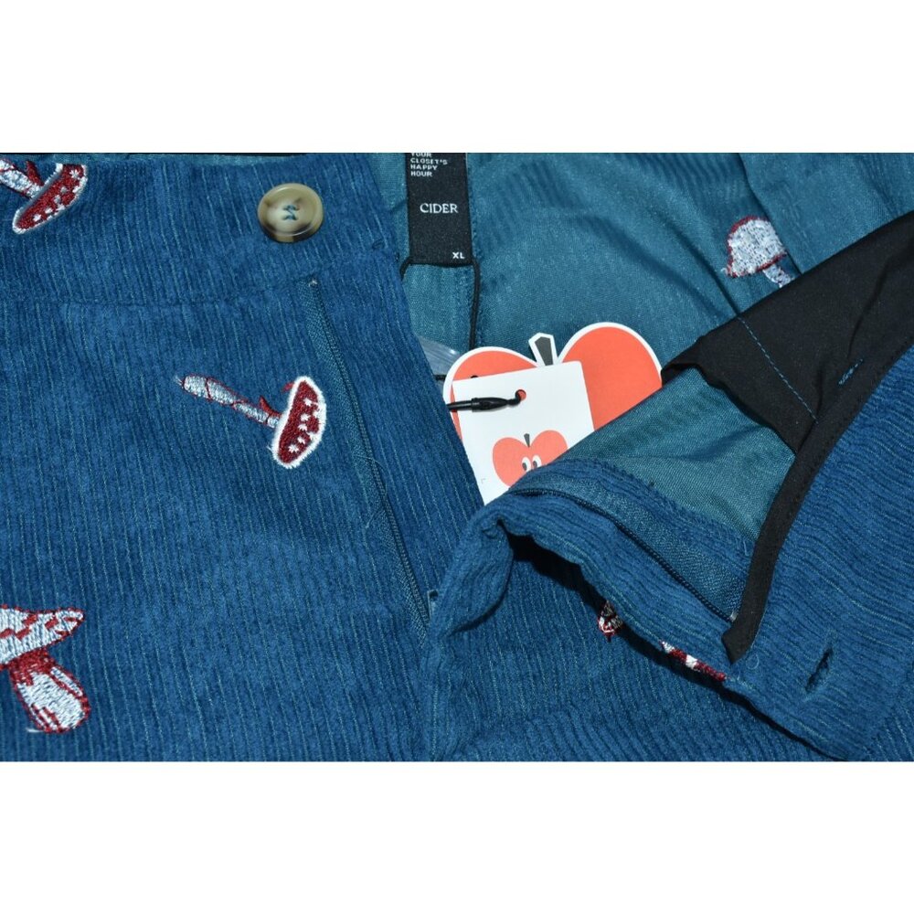 Cider Ditsy Floral Women Pants Size XL Embroidered Corduroy Wide-Leg Trousers - Picture 7 of 15